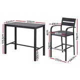 Gardeon Outdoor Bar Set 5-Piece Patio Dining Chairs Aluminium Table Stools - Front View
