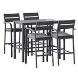 Gardeon Outdoor Bar Set 5-Piece Patio Dining Chairs Aluminium Table Stools - Side View