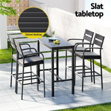Gardeon Outdoor Bar Set 5-Piece Patio Dining Chairs Aluminium Table Stools - Rear View