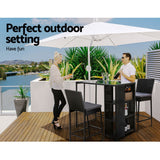 Gardeon 3-Piece Outdoor Bar Set Patio Dining Chairs Wicker Table Stools - Top-Down View