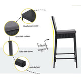 Gardeon 3-Piece Outdoor Bar Set Patio Dining Chairs Wicker Table Stools - Close-Up Angle