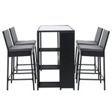 Gardeon 5-Piece Outdoor Bar Set Patio Dining Chairs Wicker Table Stools - Side View