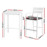 Gardeon Outdoor Bar Set Stools 3-Piece Dining Chairs Table Patio Aluminium Bistro Set - Front View