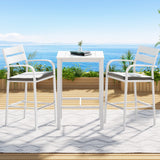 Gardeon Outdoor Bar Set Stools 3-Piece Dining Chairs Table Patio Aluminium Bistro Set - Rear View