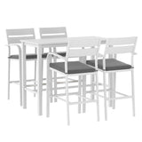 Gardeon Outdoor Bar Set 5-Piece Patio Dining Chairs Aluminium Table Stools White - Side View