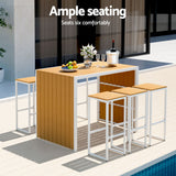 Gardeon 7-Piece Outdoor Bar Set Table Chairs Patio Bistro Set 6 Seater - Top-Down View