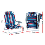 Gardeon Outdoor Chairs Beach Chair Backpack Cooler Storage Lightweight Fishing Blue - Front View