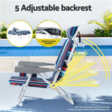 Gardeon Outdoor Chairs Beach Chair Backpack Cooler Storage Lightweight Fishing Blue - Side View