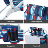 Gardeon Outdoor Chairs Beach Chair Backpack Cooler Storage Lightweight Fishing Blue - 45-Degree Angle
