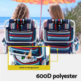 Gardeon Outdoor Chairs Beach Chair Backpack Cooler Storage Lightweight Fishing Blue - Rear View