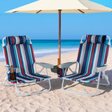 Gardeon Outdoor Chairs Beach Chair Backpack Cooler Storage Lightweight Fishing Blue - Close-Up Angle