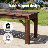 Gardeon Garden Benches Garden Seating Backless Timber Seat 120cm Brown - Rear View