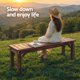 Gardeon Garden Benches Garden Seating Backless Timber Seat 120cm Brown