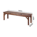 Gardeon Garden Benches Garden Seating Backless Timber Seat 150cm Brown - Side View
