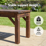 Gardeon Garden Benches Garden Seating Backless Timber Seat 150cm Brown - Rear View