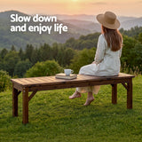 Gardeon Garden Benches Garden Seating Backless Timber Seat 150cm Brown - Low Angle