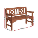 Gardeon Outdoor Garden Bench Wooden Chair 2 Seat Patio Furniture Lounge Natural - Front View