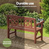 Gardeon Outdoor Garden Bench Wooden Chair 2 Seat Patio Furniture Lounge Natural - Rear View