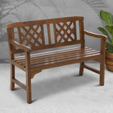 Gardeon Outdoor Garden Bench Wooden Chair 2 Seat Patio Furniture Lounge Natural - Close-Up Angle