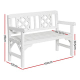 Gardeon Outdoor Garden Bench Wooden Chair 2 Seat Patio Furniture Lounge White - Front View
