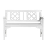 Gardeon Outdoor Garden Bench Wooden Chair 2 Seat Patio Furniture Lounge White - Side View