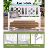 Gardeon Outdoor Garden Bench Wooden Chair 2 Seat Patio Furniture Lounge White - Top-Down View