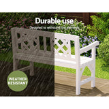 Gardeon Outdoor Garden Bench Wooden Chair 2 Seat Patio Furniture Lounge White - Rear View