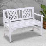 Gardeon Outdoor Garden Bench Wooden Chair 2 Seat Patio Furniture Lounge White - Close-Up Angle