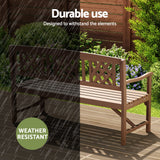 Gardeon Outdoor Garden Bench Wooden Chair 3 Seat Patio Furniture Lounge Natural - Rear View
