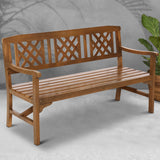 Gardeon Outdoor Garden Bench Wooden Chair 3 Seat Patio Furniture Lounge Natural - Close-Up Angle