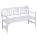 Gardeon Outdoor Garden Bench Wooden Chair 3 Seat Patio Furniture Lounge White - Low Angle
