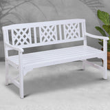 Gardeon Outdoor Garden Bench Wooden Chair 3 Seat Patio Furniture Lounge White - Close-Up Angle