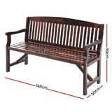 Gardeon 5FT Outdoor Garden Bench Wooden 3 Seat Chair Patio Furniture Charcoal - Front View