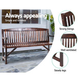 Gardeon 5FT Outdoor Garden Bench Wooden 3 Seat Chair Patio Furniture Charcoal - Top-Down View