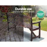 Gardeon 5FT Outdoor Garden Bench Wooden 3 Seat Chair Patio Furniture Charcoal - Close-Up Angle