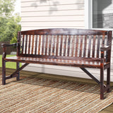 Gardeon 5FT Outdoor Garden Bench Wooden 3 Seat Chair Patio Furniture Charcoal - Low Angle