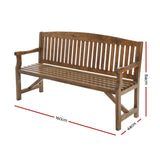 Gardeon 5FT Outdoor Garden Bench Wooden 3 Seat Chair Patio Furniture Natural - Front View
