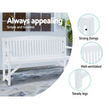 Gardeon 5FT Outdoor Garden Bench Wooden 3 Seat Chair Patio Furniture White - Side View