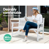 Gardeon 5FT Outdoor Garden Bench Wooden 3 Seat Chair Patio Furniture White - 45-Degree Angle