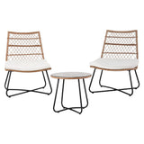 Gardeon 3PC Outdoor Setting Wicker Bistro Set Table Chairs Patio Furniture Brown - Close-Up Angle