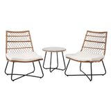 Gardeon 3PC Outdoor Setting Wicker Bistro Set Table Chairs Patio Furniture Brown - Side View