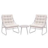 Gardeon 3PC Outdoor Bistro Set Patio Furniture Table and Chairs Steel Dining Chair Khaki - Close-Up Angle