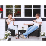 Gardeon 3PC Outdoor Bistro Set Patio Furniture Wicker Setting Chairs Table Cushion Black - 45-Degree Angle