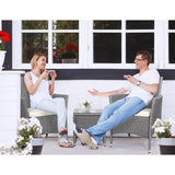 Gardeon 3PC Outdoor Bistro Set Patio Furniture Wicker Setting Chairs Table Cushion Grey - 45-Degree Angle
