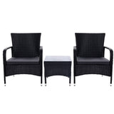 Gardeon 3PC Outdoor Bistro Set Patio Furniture Wicker Setting Chairs Table Luca - Low Angle