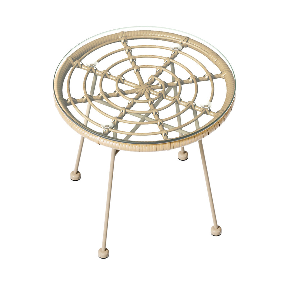 Gardeon 3PC Outdoor Bistro Set Patio Furniture Rope Setting Chairs Table Beige, image 3