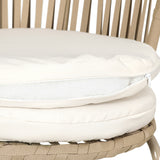 Gardeon 3PC Outdoor Bistro Set Patio Furniture Rope Setting Chairs Table Beige - Top-Down View