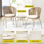 Gardeon 3PC Outdoor Bistro Set Patio Furniture Rope Setting Chairs Table Beige, image 5