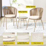 Gardeon 3PC Outdoor Bistro Set Patio Furniture Rope Setting Chairs Table Beige - 45-Degree Angle