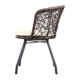 Gardeon 3PC Bistro Set Outdoor Furniture Rattan Table Chairs Patio Garden Cushion Brown - Top-Down View